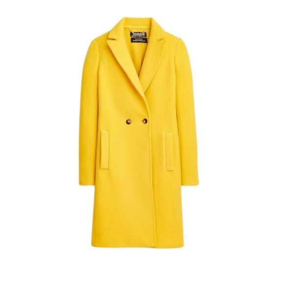 NWT JCrew Daphne Topcoat Coat Womens 0 Yellow Boiled Wool BT996 Jacket NEW